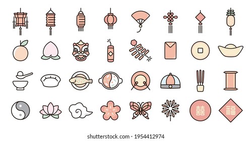 Chinese New Year Icon Set(Chinese translation:Good Fortune,Double Happiness)