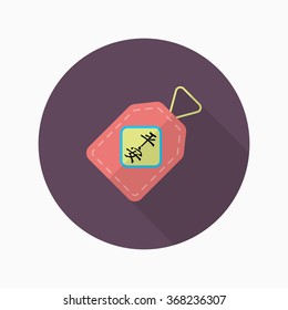 Chinese New Year icon, Vector flat long shadow design.lucky Chinese pendant means " wish good luck and fortune comes."
