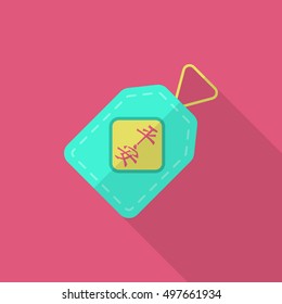 Chinese New Year icon, Vector flat long shadow design.lucky Chinese pendant means " wish good luck and fortune comes."