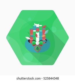 Chinese New Year icon, Vector flat long shadow design.Chinese decorative bamboo means " good luck and happiness to you."