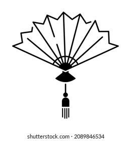 Chinese New Year Icons 2022, hand fan, light and meal or food vector