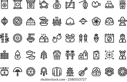 Chinese new year icons High-Quality Vector Icons Collection with Editable Stroke. Ideal for Professional and Creative Projects