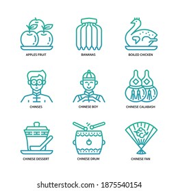 Chinese new year icons set gradient style
