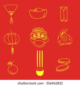 Chinese New Year Icons Set.