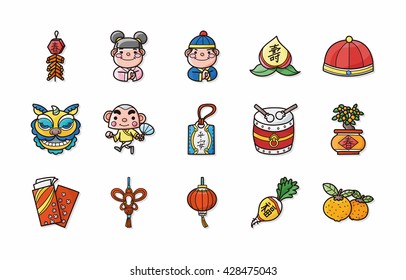 Chinese new year icons set,eps10