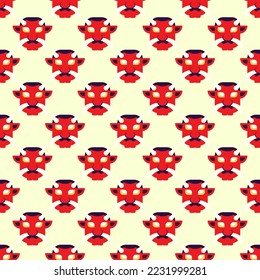 Chinese New Year illustration. Colorful seamless vector pattern of flat devil mask. Vibrant image for web sites, printing and wrapping 