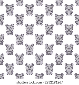 Chinese New Year illustration. Colorful seamless vector pattern of gray panda. Vibrant image for web sites, printing and wrapping 