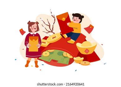 Chinese New Year Illustration concept. Flat illustration isolated on white background