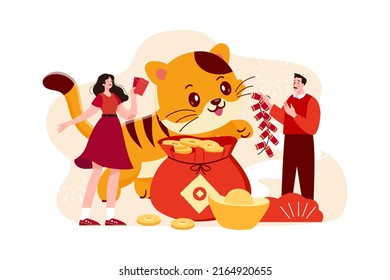 Chinese New Year Illustration concept. Flat illustration isolated on white background