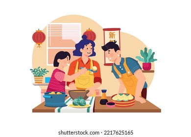 Chinese New Year Illustration concept. Flat illustration isolated on white background