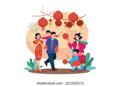 Chinese New Year Illustration concept. Flat illustration isolated on white background