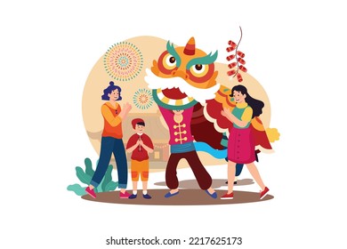 Chinese New Year Illustration concept. Flat illustration isolated on white background