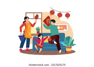 Chinese New Year Illustration concept. Flat illustration isolated on white background