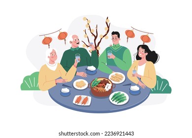 Chinese New Year Illustration concept. Flat illustration isolated on white background