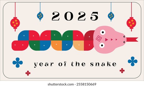 Chinese New Year illustration vector with elegant snake. Chinese New Year 2025 card background vector