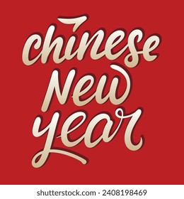 Chinese New Year inscription. Handwriting text banner concept Chinese New Year. Hand drawn vector art.