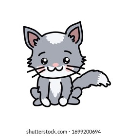 Chinese New Year kawaii zodiac animals clipart on a white background,Cat, kitten