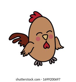 Chinese New Year kawaii zodiac animals clipart on a white background,Rooster, Chicken