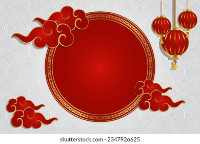 chinese new year lantern festival oriental frame ornament background text space area template design