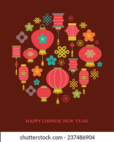 Chinese New Year and Lantern Festival background  - vector illustration 