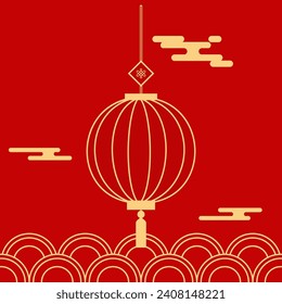 Linterna china de año nuevo, diseño plano