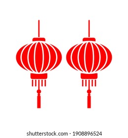 Icono del farol chino de año nuevo. ilustración de icono del vectores de linternas de año nuevo chino en fondo blanco