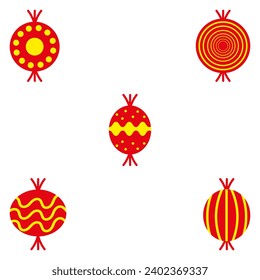 Chinese new year lantern icon set. Ornate decoration vector
