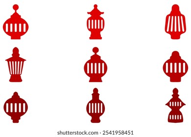 Chinese new year lantern icon set. Ornate decoration design