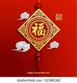 Chinese New Year Lantern Ornament Vector Design (Chinese Translation: Prosperity)