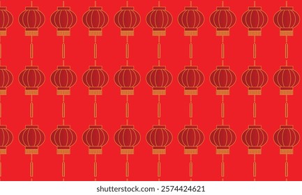 Chinese New Year lantern seamless pattern on red background