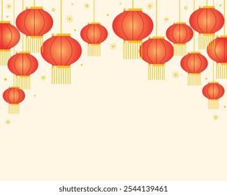 Chinese new year lanterns banner, Red traditional Chinese with yellow background style.