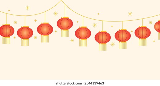 Banner chinês lanternas ano novo, estilo tradicional chinês vermelho fundo.