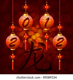 Chinese New Year lanterns with hieroglyph