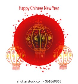 Chinese New Year with lanterns. Vector illustration