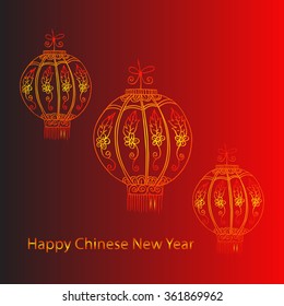 Chinese New Year with lanterns. Vector illustration