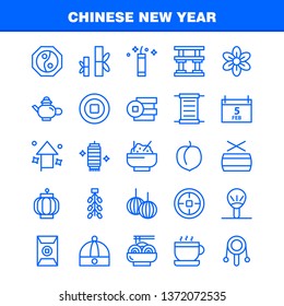 Chinese New Year Line Icon Pack For Designers And Developers. Icons Of Calendar, Feb, Month, Schedule, Chinese, New, Toy, Year, Vector