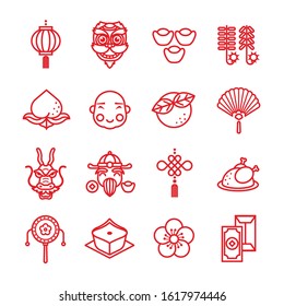 Chinese new year line icon set 1