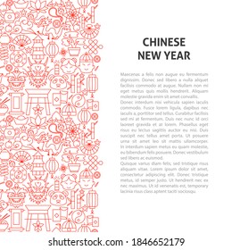 Chinese New Year Line Pattern Concept. Vector Illustration of Outline Design.