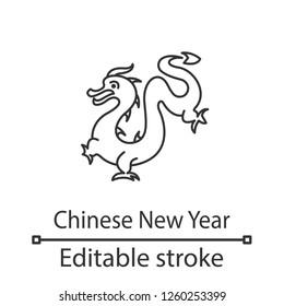Chinese New Year linear icon. Thin line illustration. Chinese dragon. Contour symbol. Vector isolated outline drawing. Editable stroke