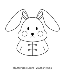 Chinese New Year Lineart Icon black and white ready to color. Cute icon art for Chinese holiday