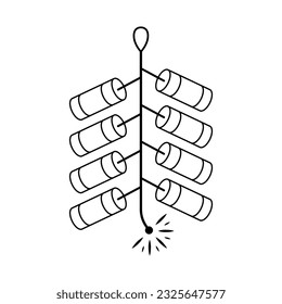 Chinese New Year Lineart Icon black and white ready to color. Cute icon art for Chinese holiday