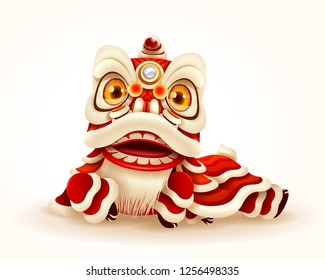 Chinese New Year Lion Dance. Isolated.