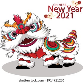 Chinese new year with chinese lion dance