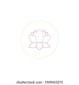 chinese new year lotus color line icon
