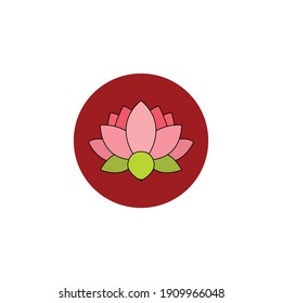 chinese new year lotus icon color line vector illustration