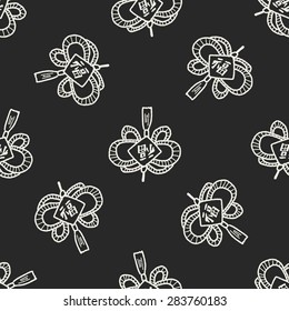 Chinese New Year; lucky Chinese knot means " wish good luck and fortune comes." doodle seamless pattern background