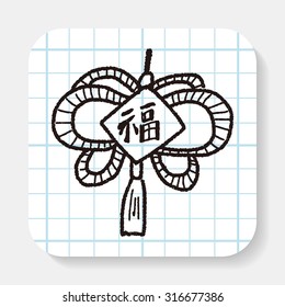 Chinese New Year; lucky Chinese knot means " wish good luck and fortune comes." doodle