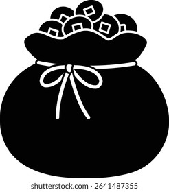 Chinese new year Lucky Money Bag Silhouette Vector.
Traditional Wealth Pouch Illustration for Lunar New Year.
Chinese Money Pocket Black Silhouette art.
Transparent background.