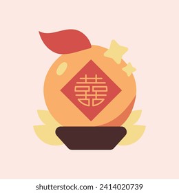 Chinese New Year Lucky Orange Vector illustration in flat design style
