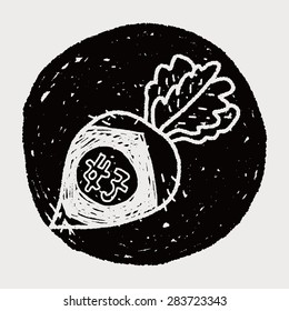 Chinese New Year; lucky white radish with Chinese words means " Wish it can brings luck to you in the new year." doodle